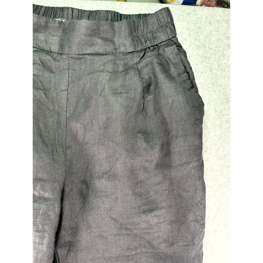 Sisley Linen Pants Women's 8 Black Regular Fit Comfortable High Waisted Pull On - Picture 7 of 16